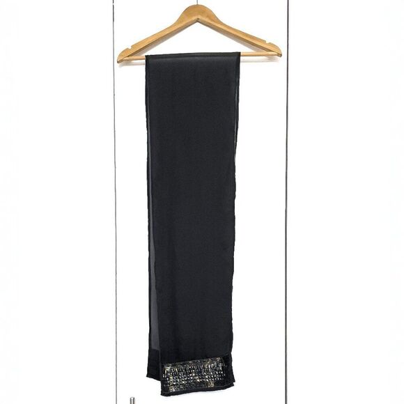 Evening Scarf, Sheer Black with Bronze Sequins - Picture 1 of 4